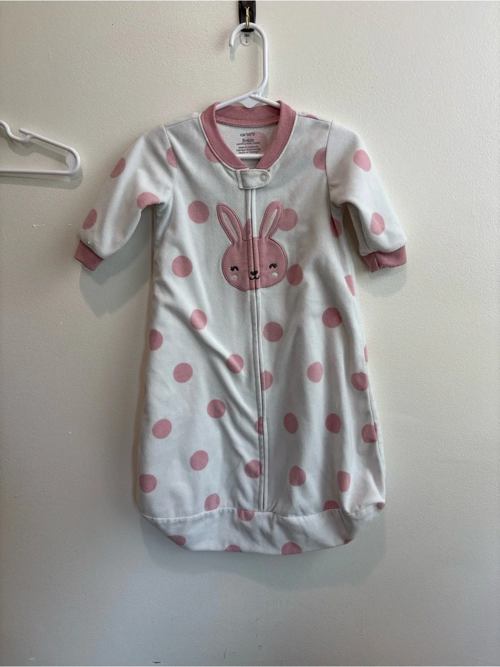 Carter's Pink Polka Dot Bunny Sleep Sack - Girls 3-6 months